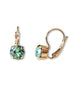 Crystal round drop earrings,green,gold plated