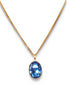 Crystal oval drop pendant necklace,icy blue
