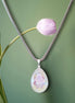 Large crystal pear  pendant necklace light grey Delite,stainless steel