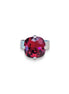 Crystal square stone ring ,ruby red,antique silver