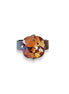 Bague en cristal Swarovski 12 mm, bague en pierre carrée fantaisie, jolie bague solitaire couleur topaze fumée claire