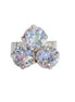 Crystal three stone ring ,blue shade,silver plated