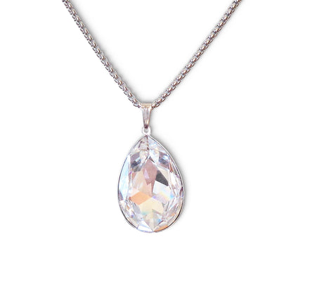 Crystal  large pear pendant necklace,clear crystal