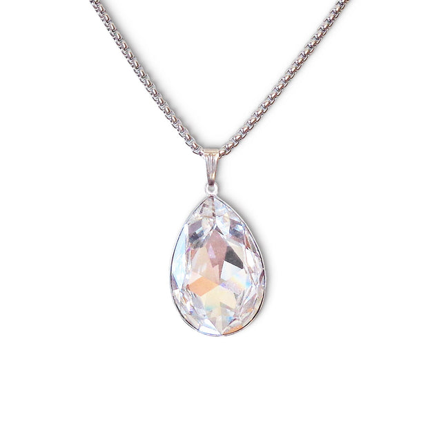 Crystal  large pear pendant necklace,clear crystal