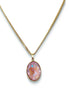 Crystal oval drop  pendant necklace,dusty pink