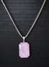 Crystal  large rectangular pendant necklace soft pink,stainless steel
