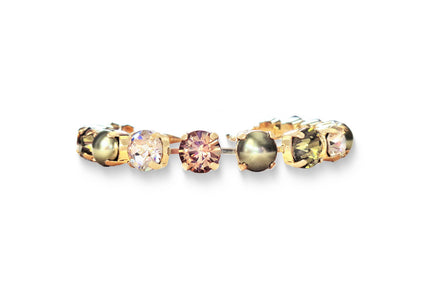 Crystal tennis bracelet olive,topaz,clear,yellow gold