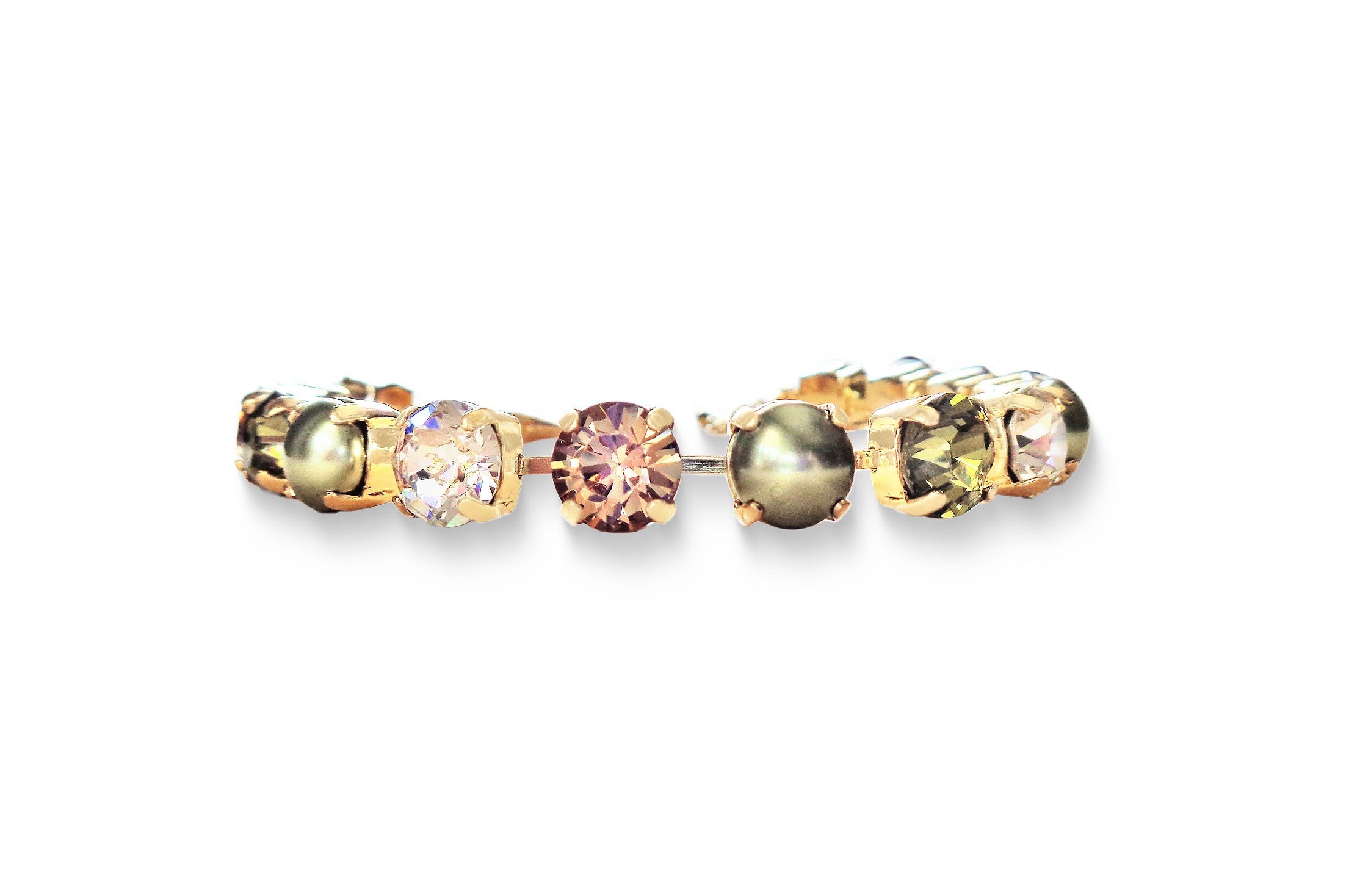 Crystal tennis bracelet olive,topaz,clear,yellow gold