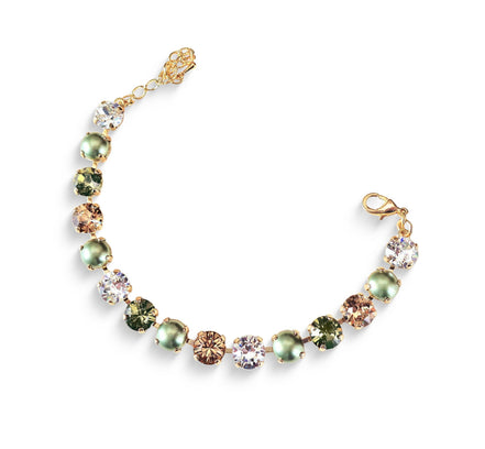 Crystal tennis bracelet olive,topaz,clear,yellow gold