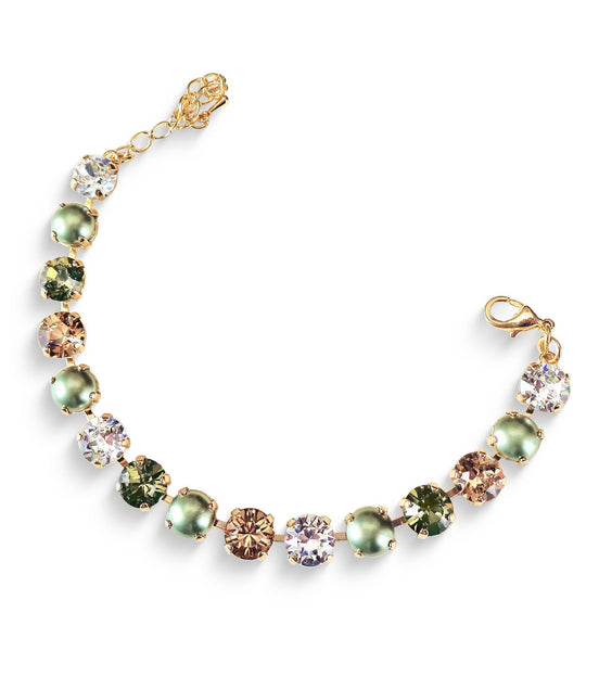 Crystal tennis bracelet olive,topaz,clear,yellow gold