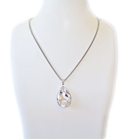 Crystal  large pear pendant necklace,clear crystal