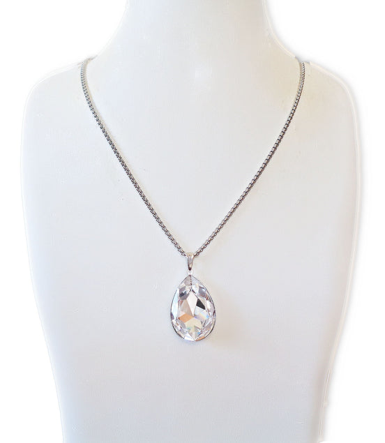 Crystal  large pear pendant necklace,clear crystal