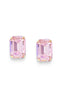 Crystal rectangular stud  earrings Rosaline, yellow gold plated