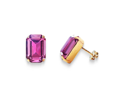 Crystal  stud  earrings Dark rose, yellow gold plated
