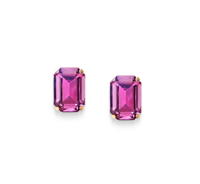 Crystal  stud  earrings Dark rose, yellow gold plated