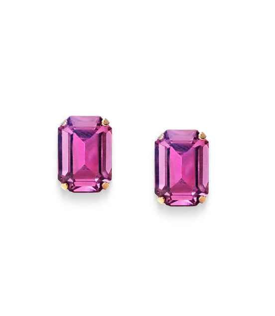 Crystal  stud  earrings Dark rose, yellow gold plated