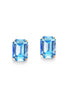Crystal  rectangular stud  earrings aquamarine, yellow gold plated