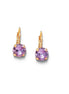 Crystal round drop earrings,violet,gold plated