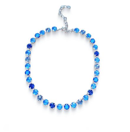 ANGEL BLUE  Austrian crystal tennis necklace, blue,rhodium silver