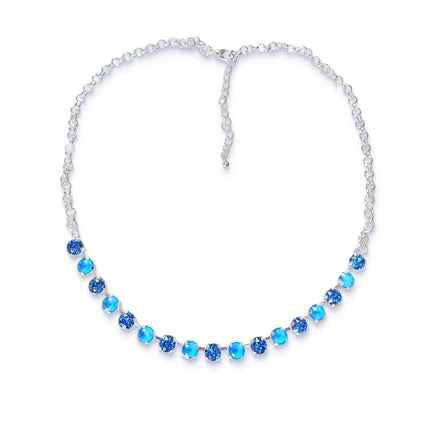 Crystal chain necklace summer blue,ice blue,silver plated
