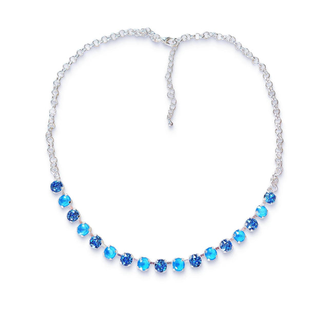 Crystal chain necklace summer blue,ice blue,silver plated