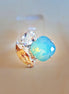 Crystal multistone ring ,pacific opal,golden shadow,silver plated
