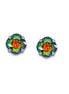Crystal  square stud earrings vitrail medium ,silver plated