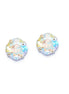 Crystal  square stud earrings clear crystal shimmer ,silver plated