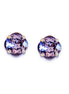 Crystal  square stud earrings tanzanite ,silver plated