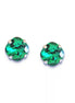 Crystal  square stud earrings majestic green  ,silver plated