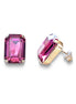 Crystal rectangular  stud  earrings  Dark rose, rhodium silver