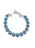 Austrian crystal tennis bracelet denim blue ,rhodium silver