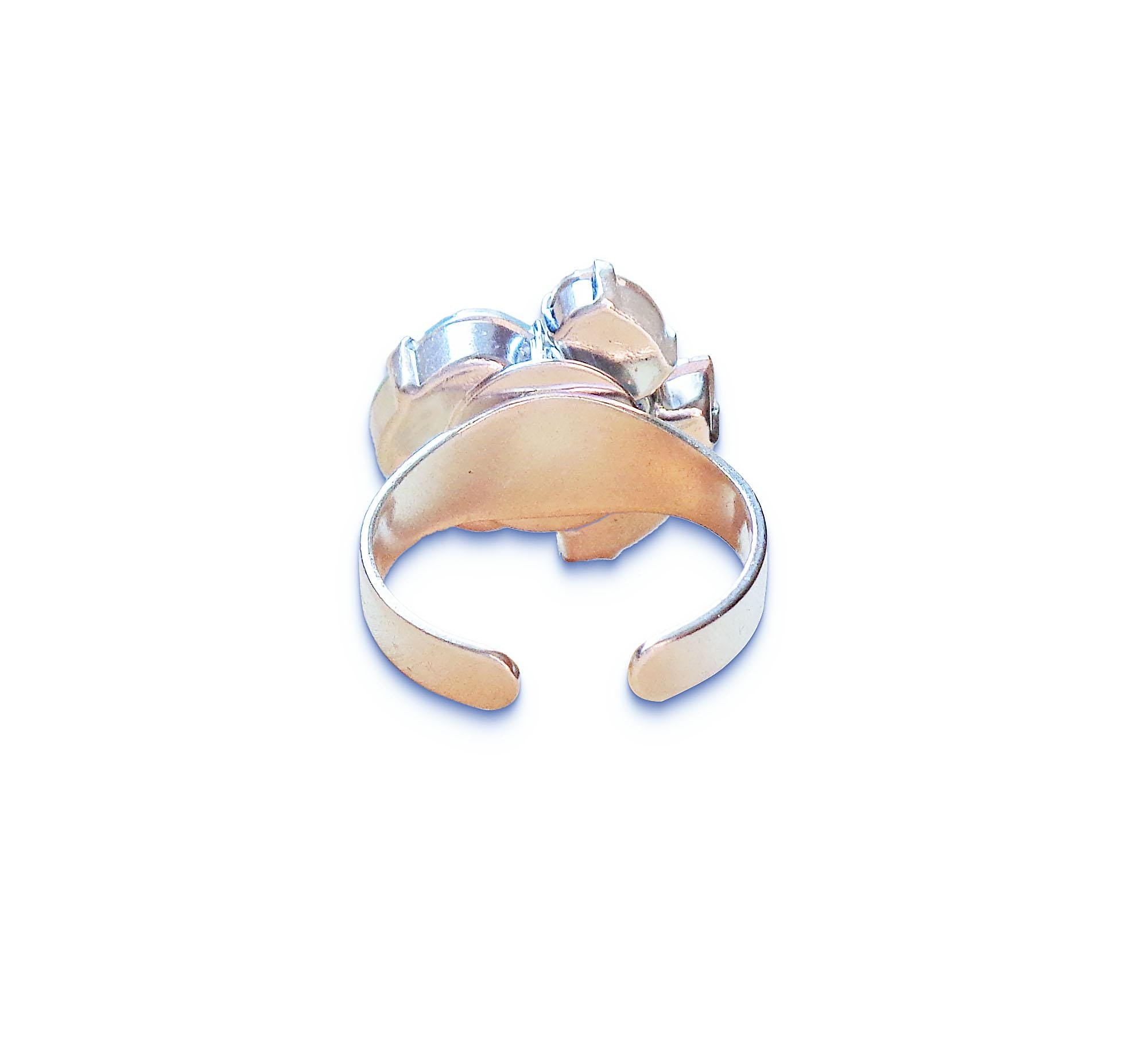 Crystal multistone ring ,pacific opal,golden shadow,silver plated