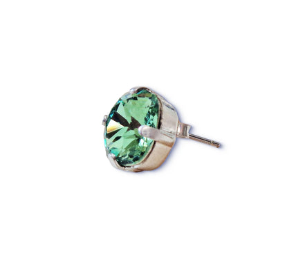 Crystal  square stud earrings erinite ,silver plated