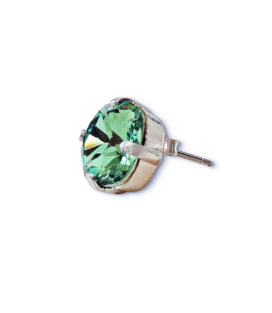 Crystal  square stud earrings erinite ,silver plated
