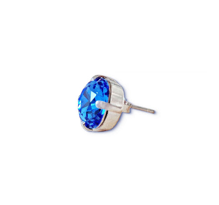 Swarovski Kristall 10mm quadratische Ohrstecker mit ausgefallenem Stein Saphir, versilbert