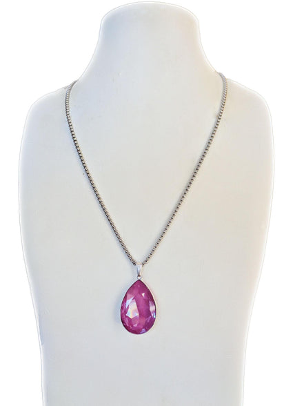 Large  pear crystal pendant necklace crystal orchid ignite,stainless steel chain