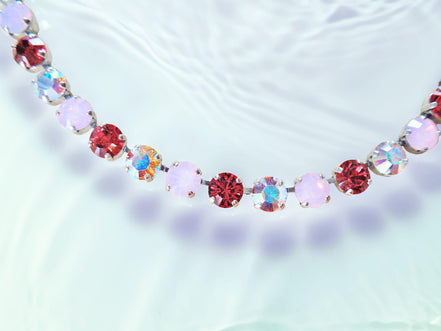 ICED STRAWBERRIES Austrian crystal necklace pink,clear crystal AB