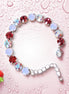 ICED STAWBERRIES tennis  bracelet pink,clear,rhodium silver