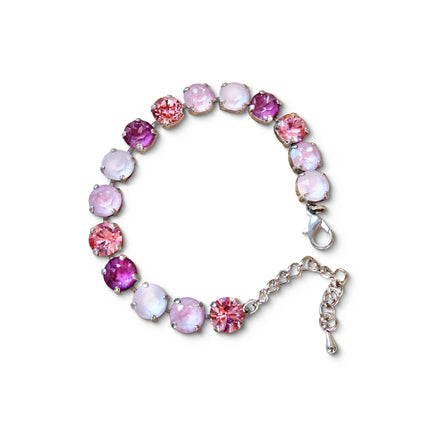 BLOSSOMS Austrian crystal  tennis bracelet pink shades, rhodium silver