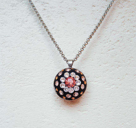 FRANCESCA ,Crystal pendant necklace,clear crystal ,rose peach