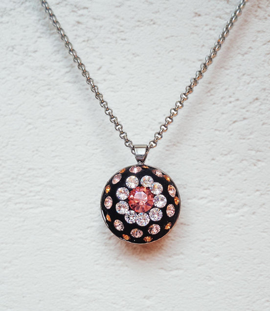 FRANCESCA ,Crystal pendant necklace,clear crystal ,rose peach
