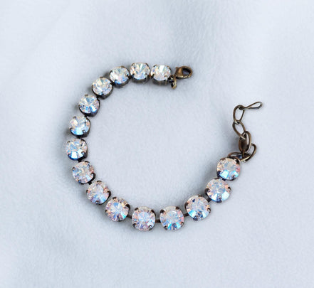 Austrian crystal  tennis bracelet crystal moonlight, antique brass