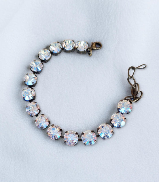 Austrian crystal  tennis bracelet crystal moonlight, antique brass