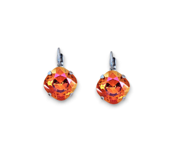 Perfekte Swarovski Kristall 12mm quadratische Fancy Stone Leverback Golf Ohrringe rosa Astral, antik versilbert