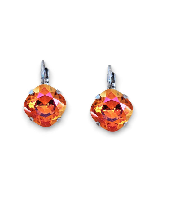 Perfekte Swarovski Kristall 12mm quadratische Fancy Stone Leverback Golf Ohrringe rosa Astral, antik versilbert
