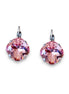 Crystal  square drop earrings light rose,antique silver