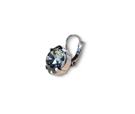 Crystal  square drop earrings black diamond,rhodium silver