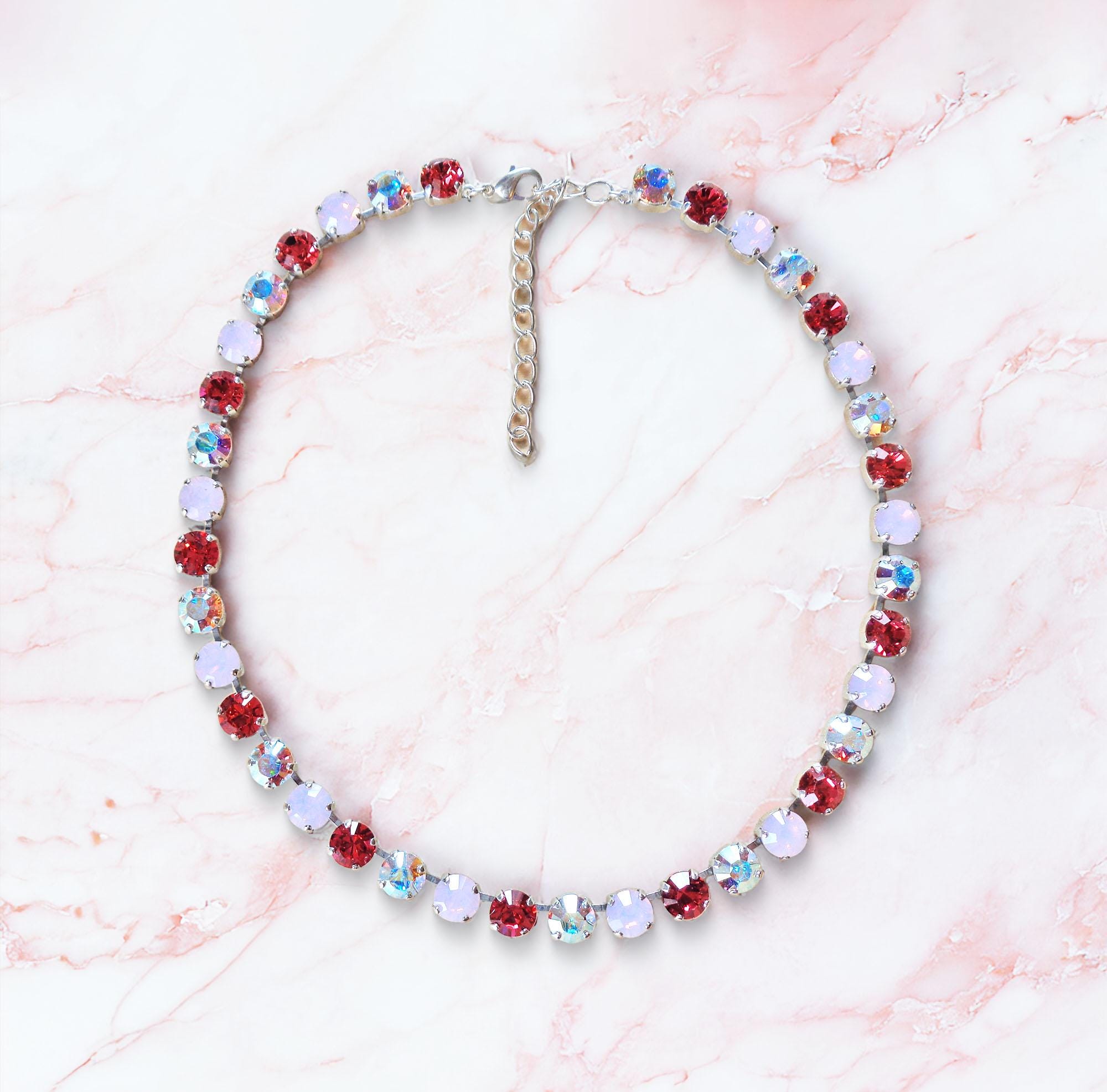 ICED STRAWBERRIES Austrian crystal necklace pink,clear crystal AB