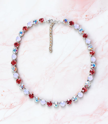 ICED STRAWBERRIES Austrian crystal necklace pink,clear crystal AB